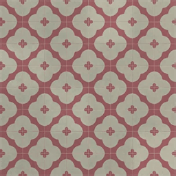 Azulejo Retro de Flores Rojas y Blancas