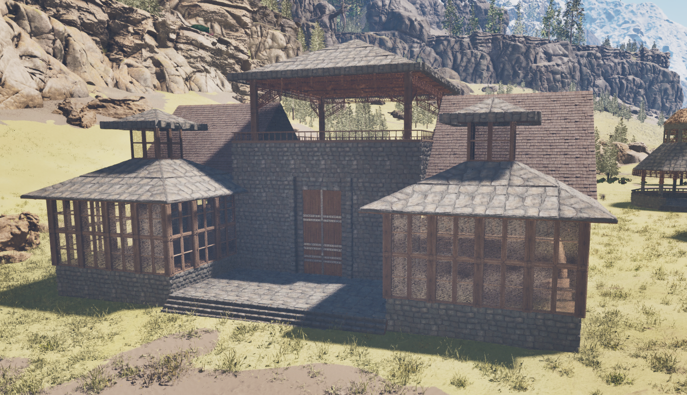 Itsatzu - Small Starter Home - Vanilla, stone, wood, thatch, green house