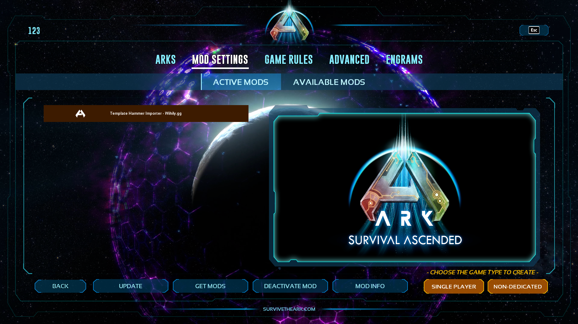 Activating the mod in Available Mods