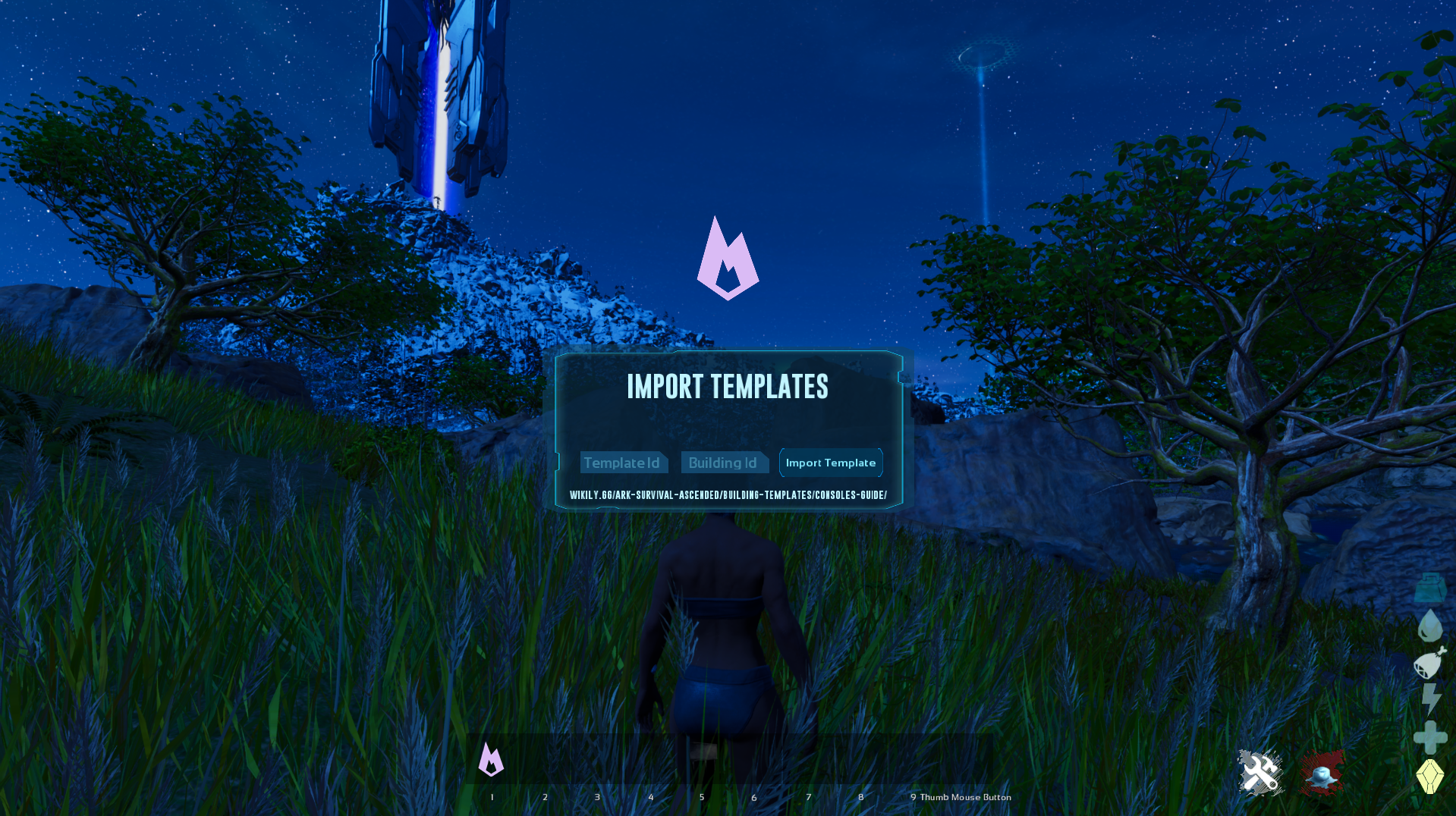 Entering the Template ID and Building ID in the import menu