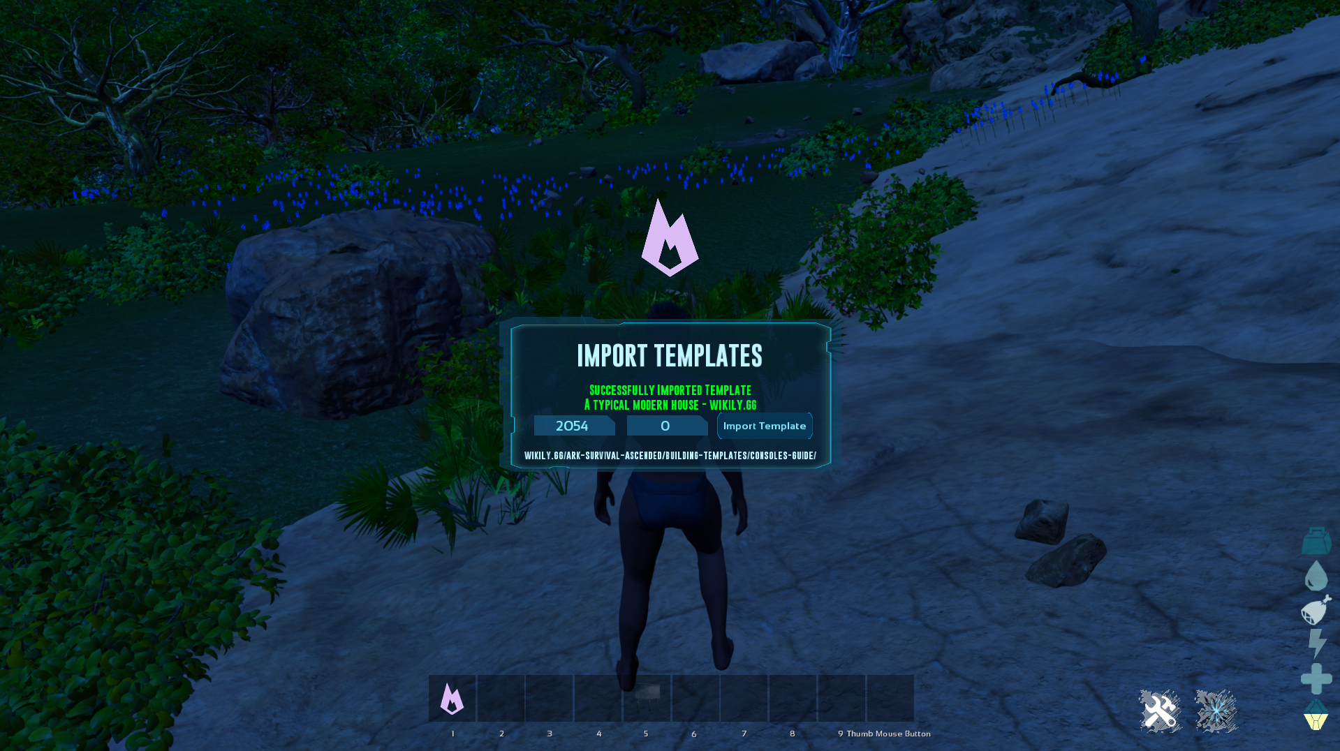 Success message after importing the template