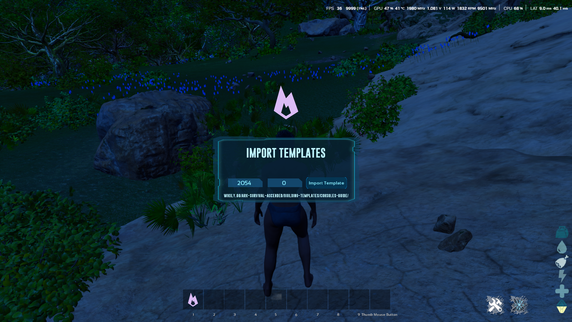 Pressing Import Template after entering the IDs