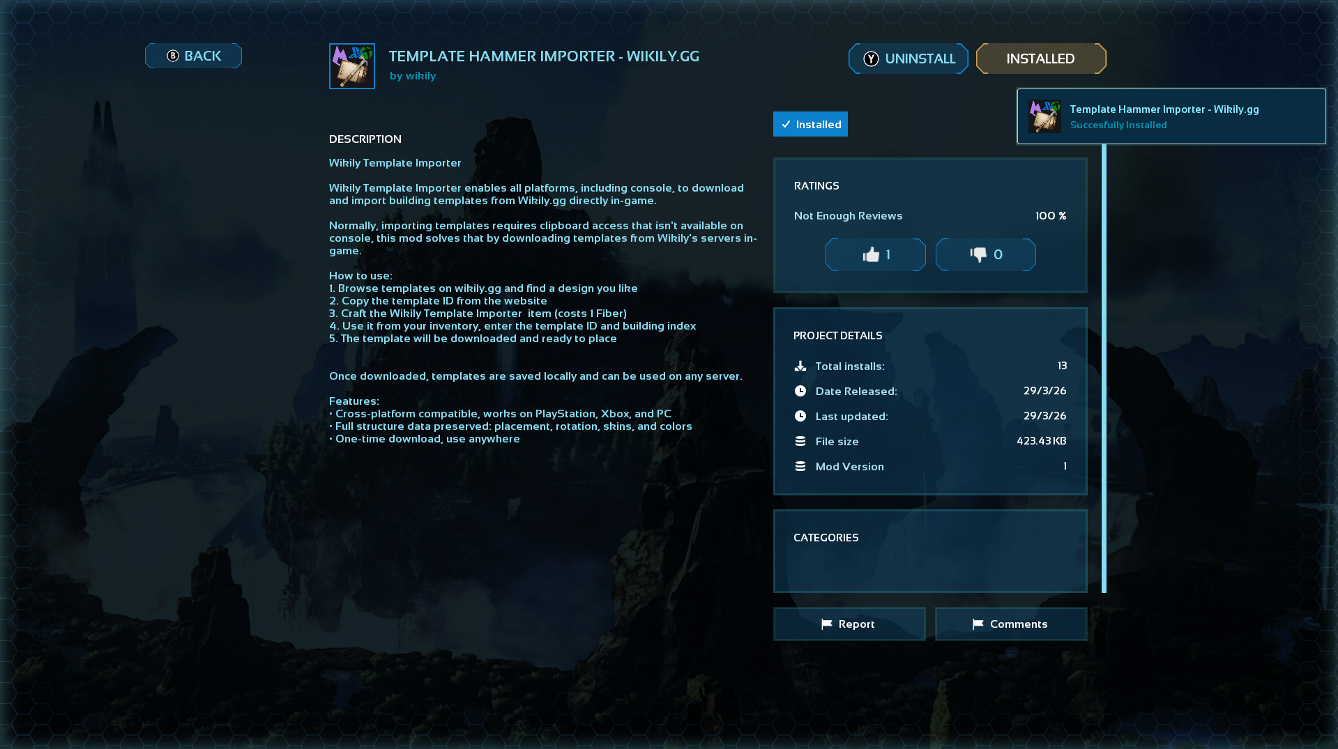 Installing the Template Hammer Importer mod