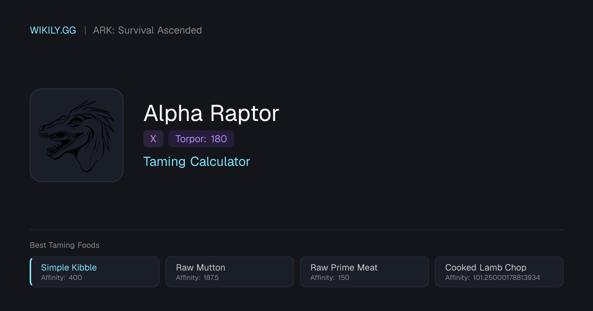 Alpha Raptor-Zähmungsrechner - ARK: Survival Ascended