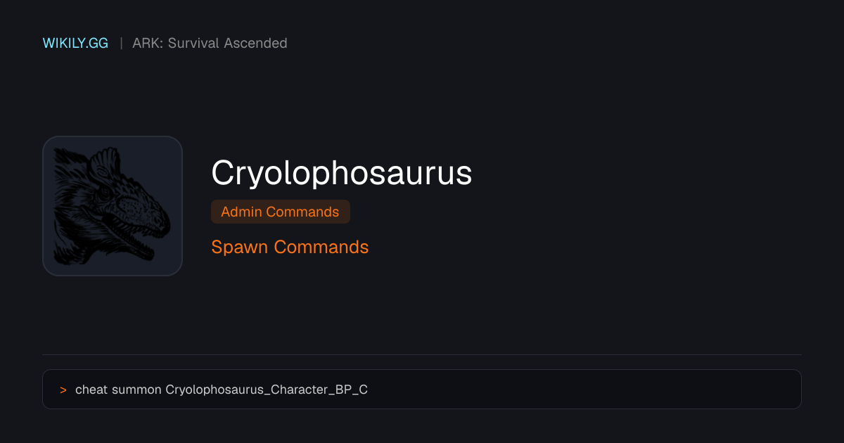 Cryolophosaurus Spawn-Befehle - ARK: Survival Ascended