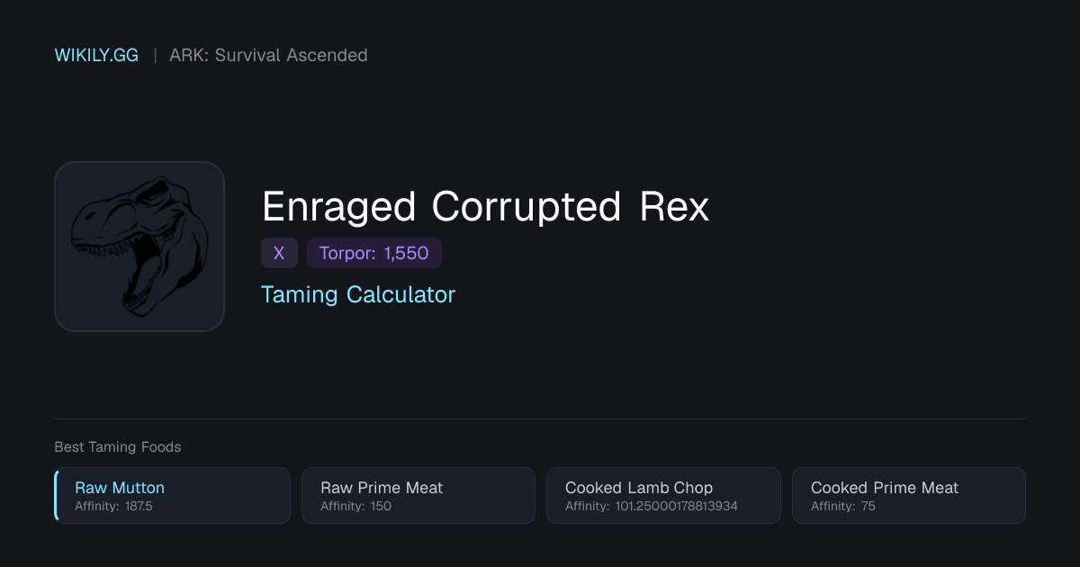 Enraged Corrupted Rex-Zähmungsrechner - ARK: Survival Ascended