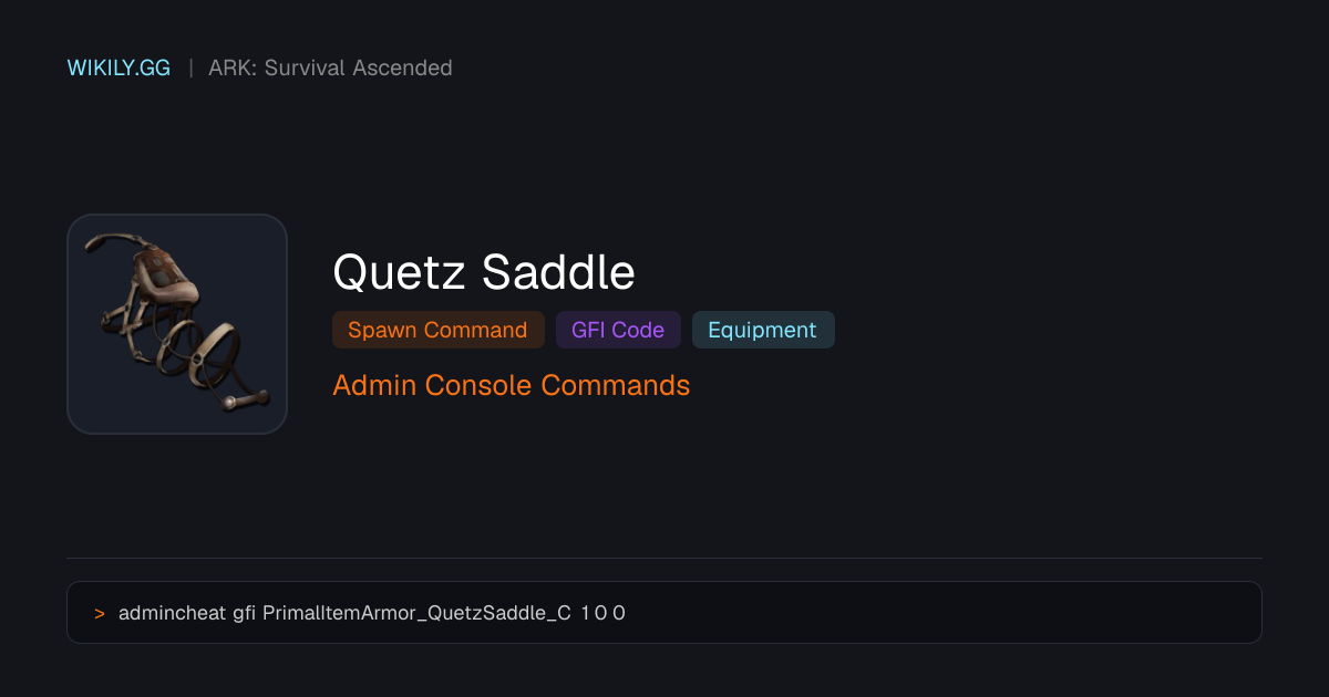Quetz Saddle Spawn Befehl (GFI Code) - ARK: Survival Ascended
