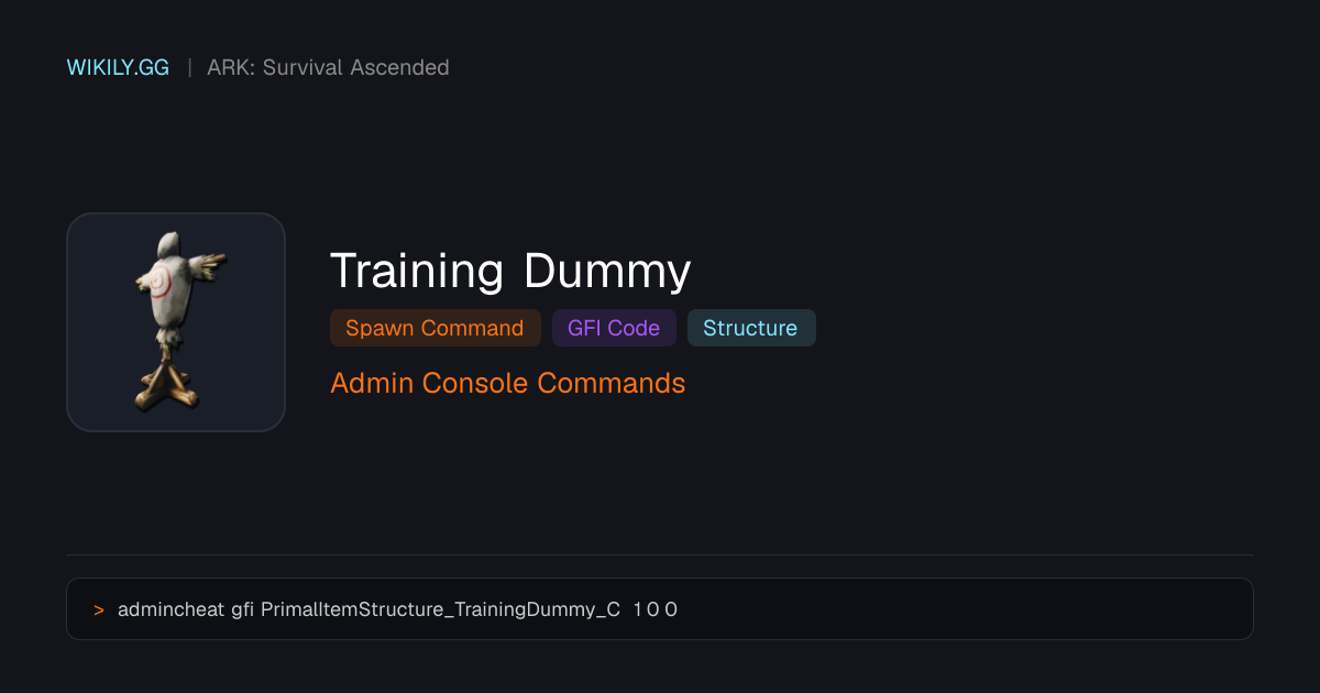 Training Dummy Spawn-Befehl (GFI-Code) - ARK: Survival Ascended