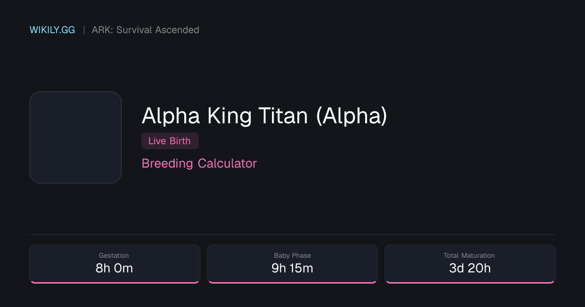 Alpha King Titan (Alpha) Breeding Calculator - ARK: Survival Ascended