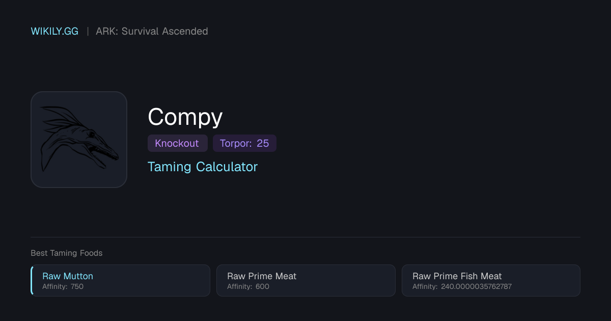 Compy Taming Calculator - ARK: Survival Ascended