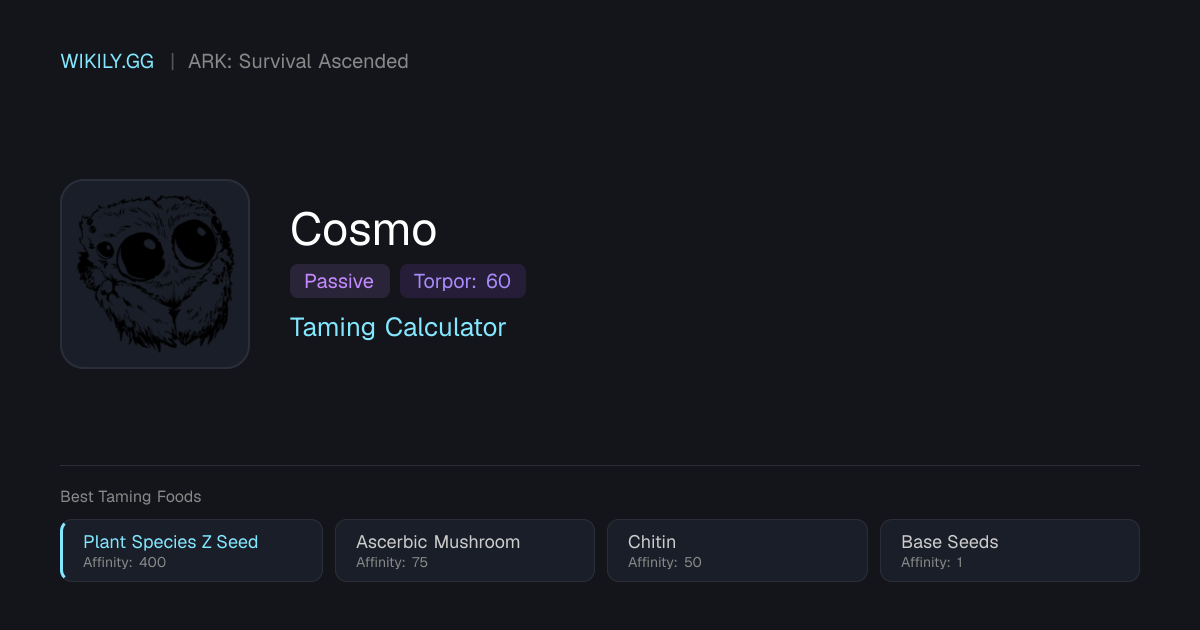 Cosmo Taming Calculator - ARK: Survival Ascended