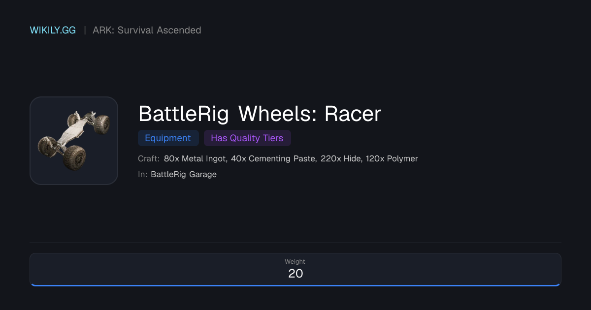 BattleRig Wheels: Racer - ARK: Survival Ascended