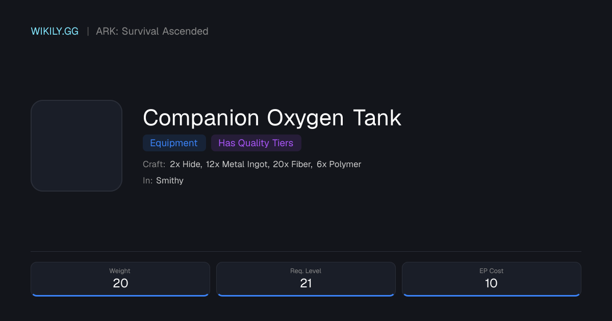 Companion Oxygen Tank - ARK: Survival Ascended