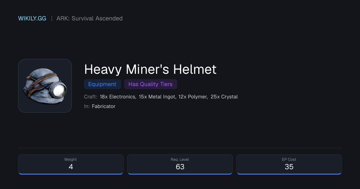 Heavy Miner's Helmet - ARK: Survival Ascended