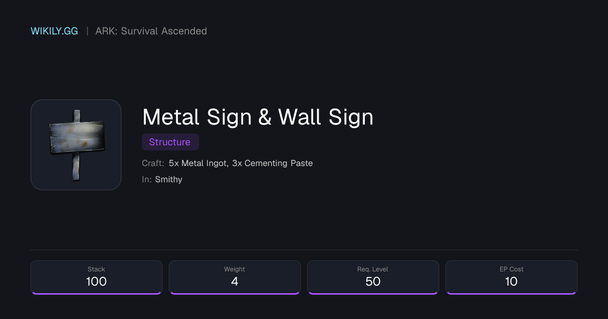 Metal Sign & Wall Sign - ARK: Survival Ascended