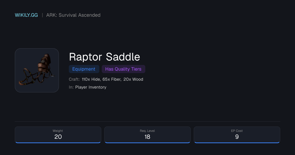Raptor Saddle - ARK: Survival Ascended