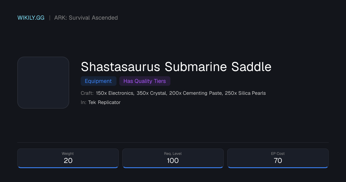 Shastasaurus Submarine Saddle - ARK: Survival Ascended