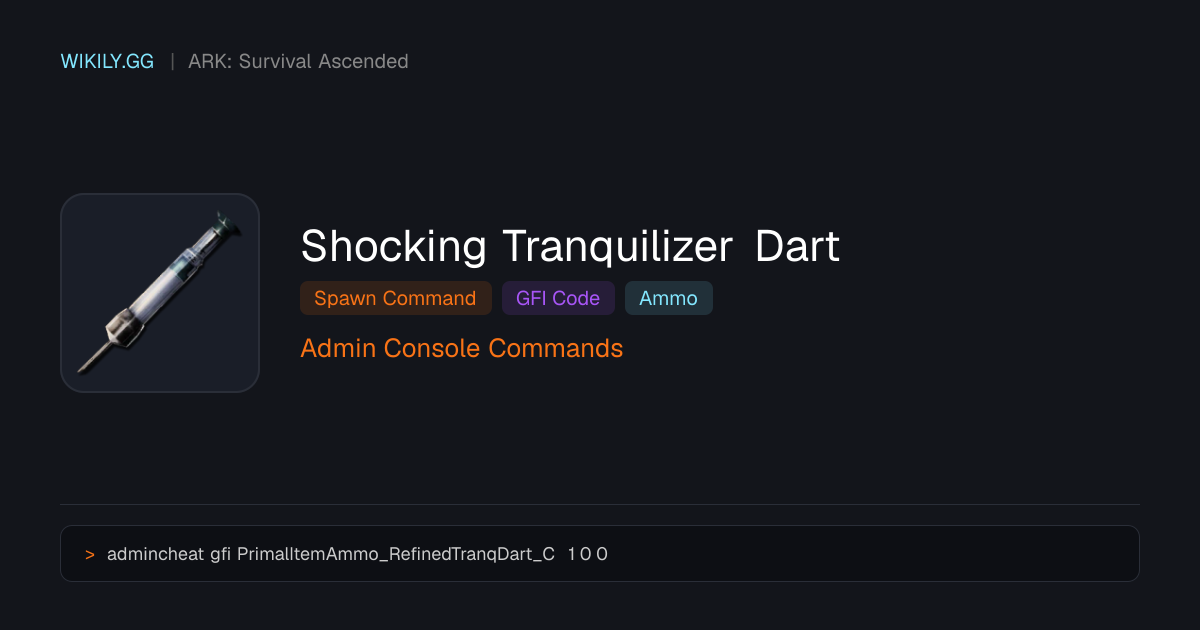 Shocking Tranquilizer Dart Spawn Command (GFI Code) ARK Survival