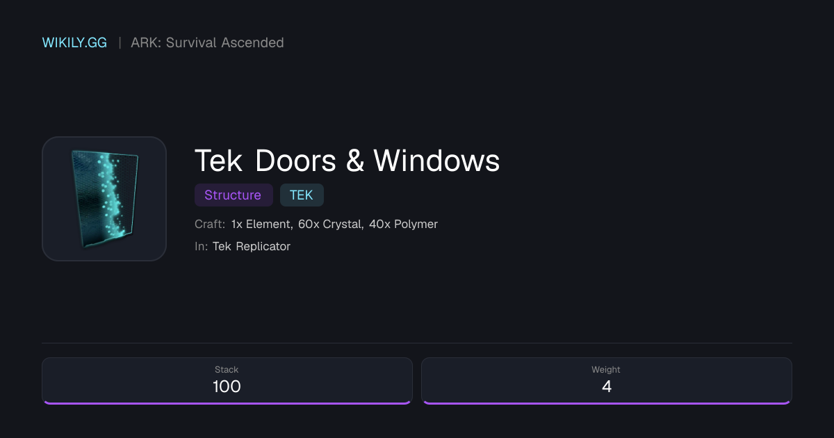 Tek Doors & Windows - ARK: Survival Ascended