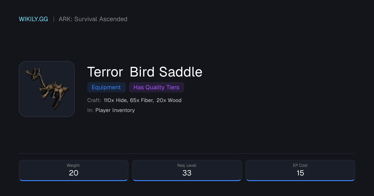 Terror Bird Saddle - ARK: Survival Ascended