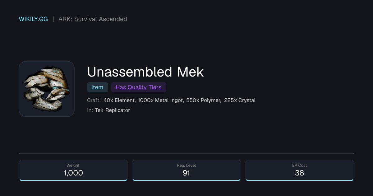 Unassembled Mek - ARK: Survival Ascended