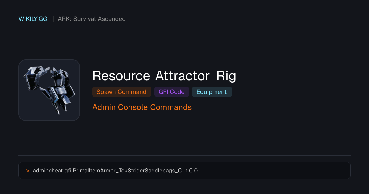 Comando de spawn de Resource Attractor Rig (Código GFI) - ARK: Survival ...