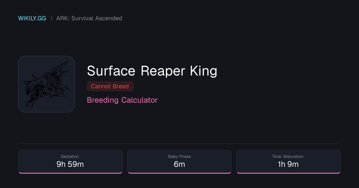 Calculateur de Reproduction Surface Reaper King - ARK: Survival Ascended