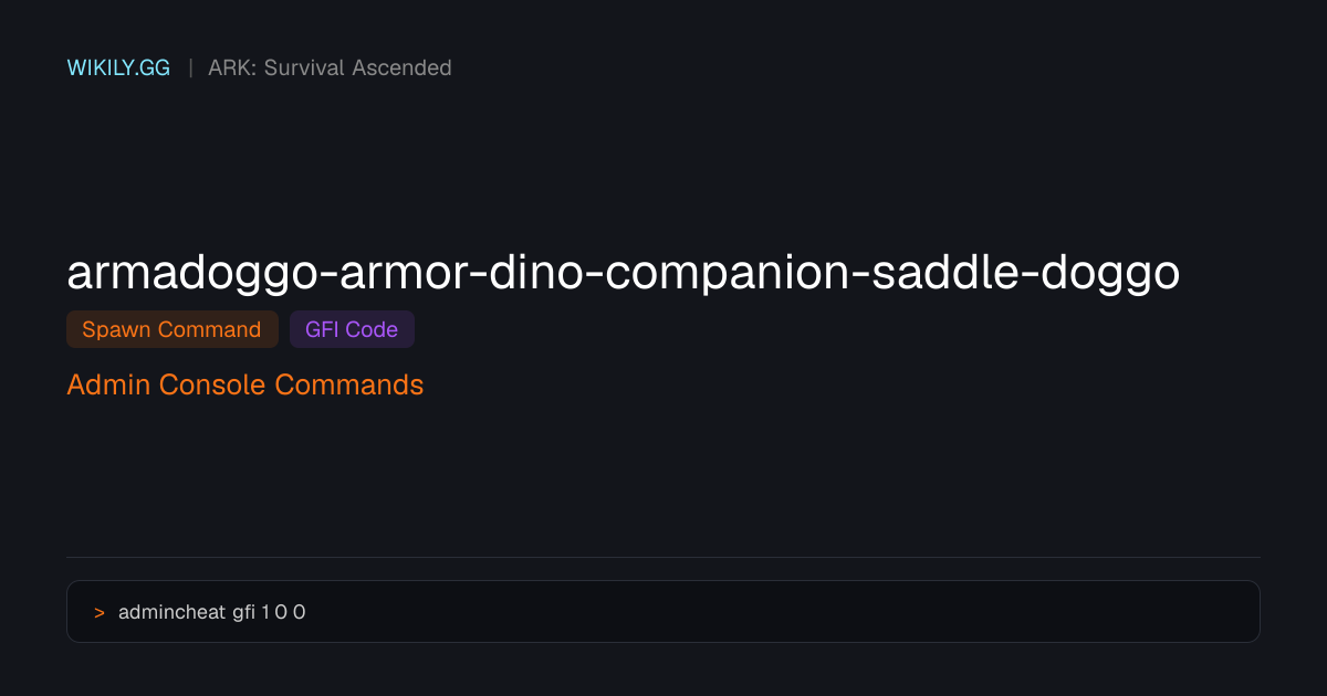 Commande de spawn de Armure d'Armadogogo (code GFI) - ARK: Survival ...