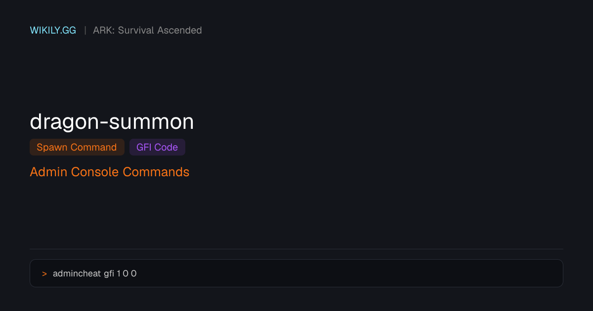 Dragon Summon Spawn Befehl (GFI Code) - ARK: Survival Ascended