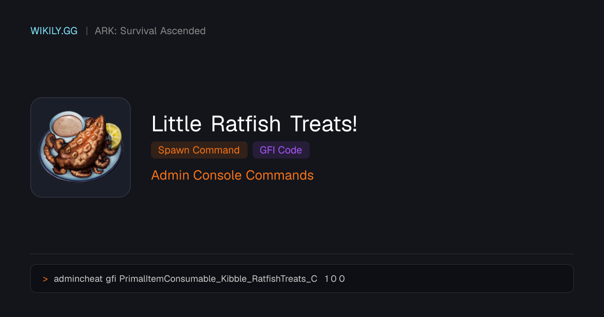 Little Ratfish Treats! Spawn Befehl (GFI Code) - ARK: Survival Ascended