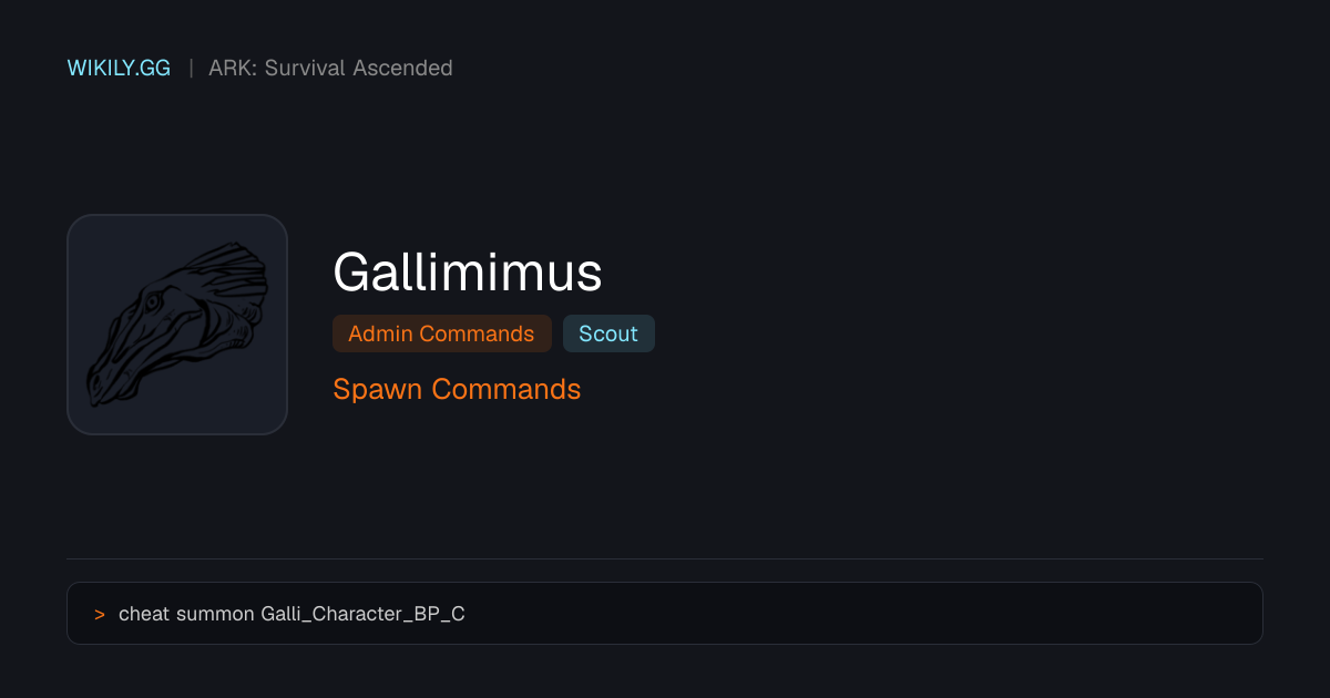 Gallimimus 스폰 명령어 - ARK: Survival Ascended