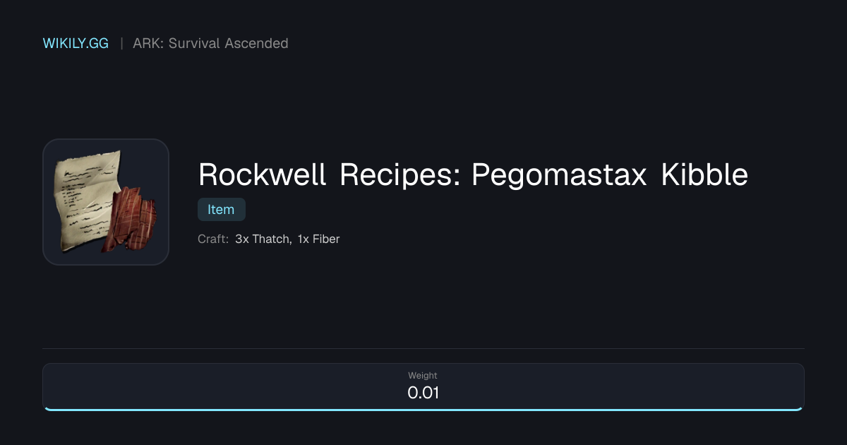 록웰 요리법: 페고메스탁스 키블 - ARK: Survival Ascended