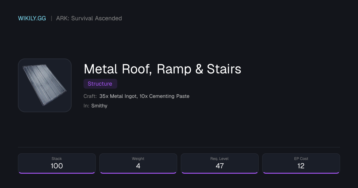 Metal Roof, Ramp & Stairs - ARK: Survival Ascended