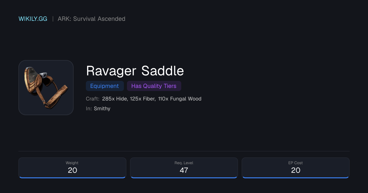 Ravager Saddle - ARK: Survival Ascended