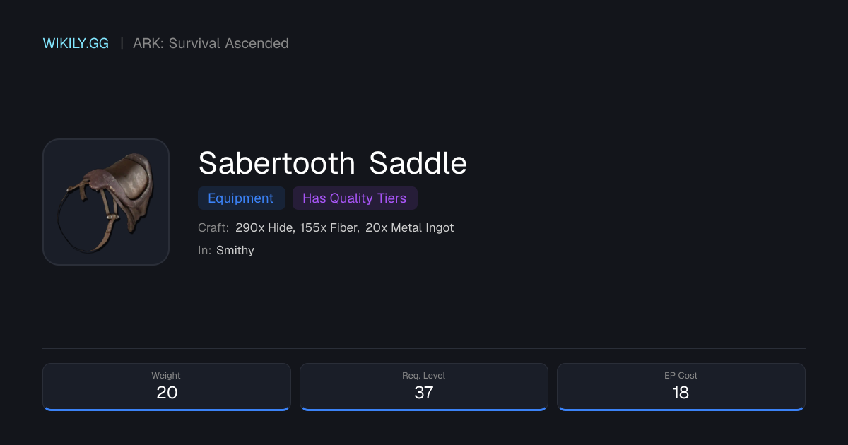 Sabertooth Saddle - ARK: Survival Ascended