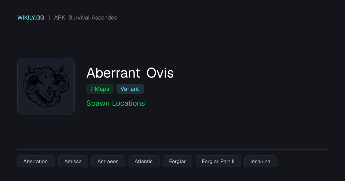 Locais de Spawn do Aberrant Ovis - ARK: Survival Ascended