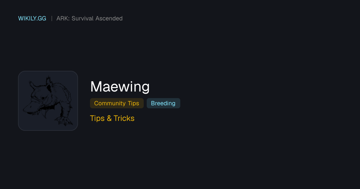 Dicas e Truques para Maewing - ARK: Survival Ascended