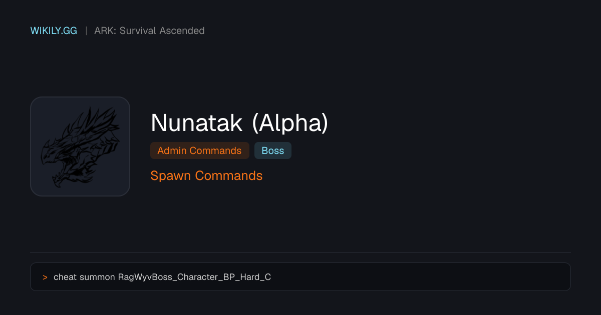 Comandos de Spawn do Nunatak (Alpha) - ARK: Survival Ascended