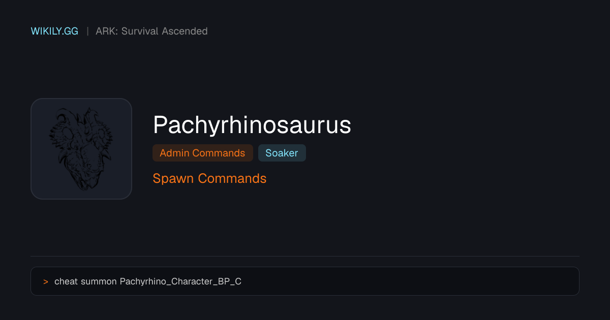 Comandos de Spawn do Pachyrhinosaurus - ARK: Survival Ascended