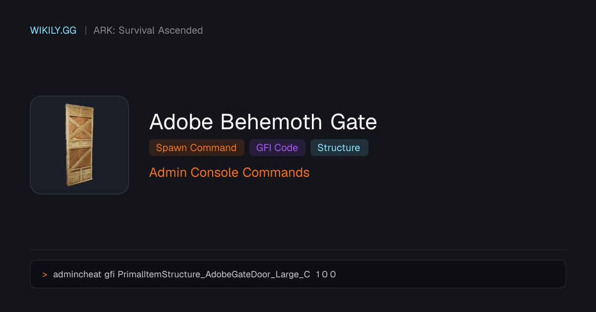 Comando de Spawn do Adobe Behemoth Gate (Código GFI) - ARK: Survival ...