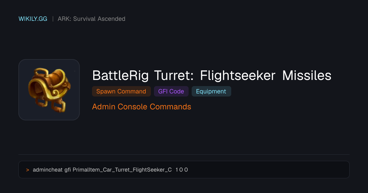 Comando de Spawn do BattleRig Turret: Flightseeker Missiles (Código GFI ...