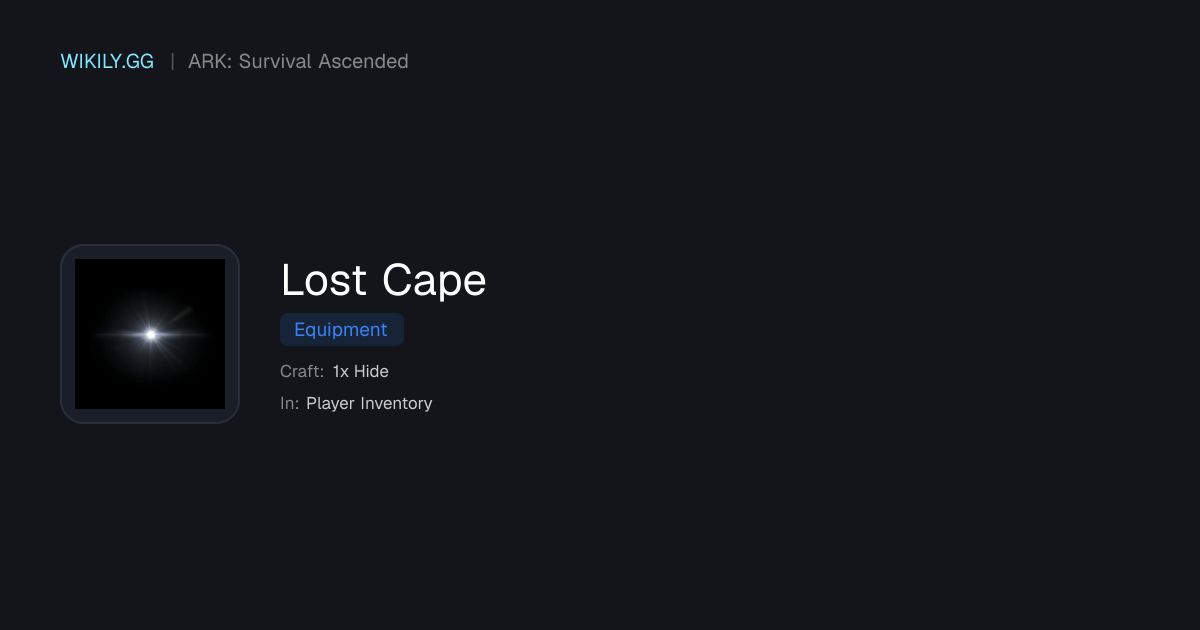 Lost Cape - ARK: Survival Ascended