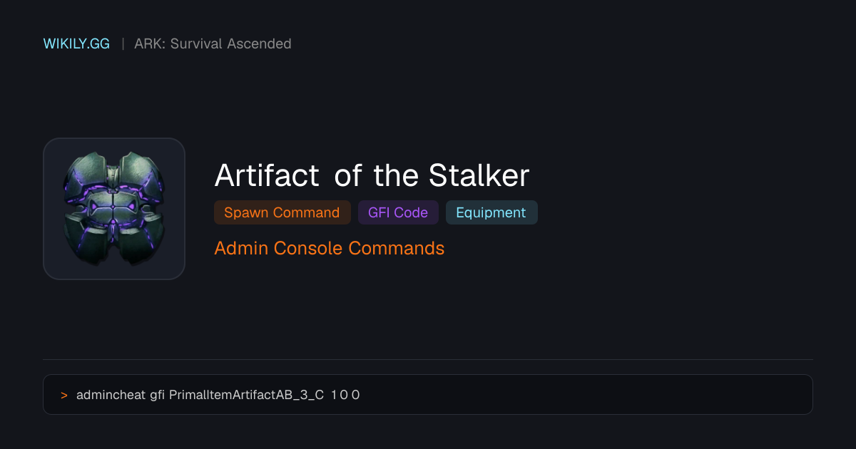 Команда спавна Artifact of the Stalker (GFI код) - ARK: Survival Ascended