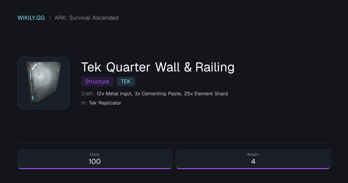 Tek Quarter Wall & Railing - ARK: Survival Ascended