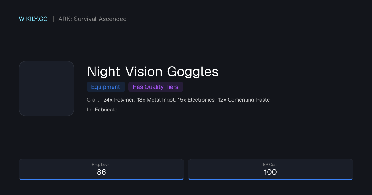 Night Vision Goggles - ARK: Survival Ascended