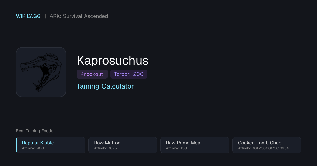 Kaprosuchus 驯服计算器 - ARK: Survival Ascended