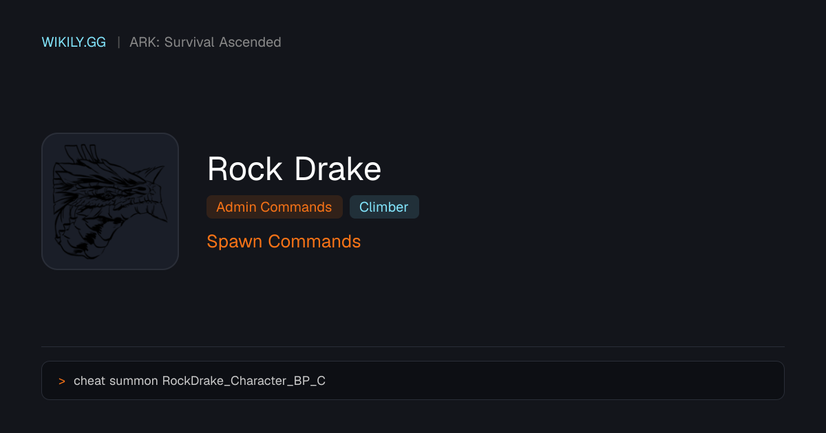 Rock Drake 召唤指令 - ARK: Survival Ascended