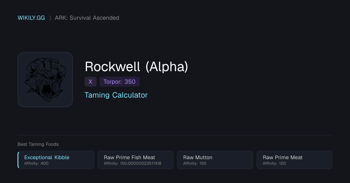 Rockwell (Alpha) 驯服计算器 - ARK: Survival Ascended