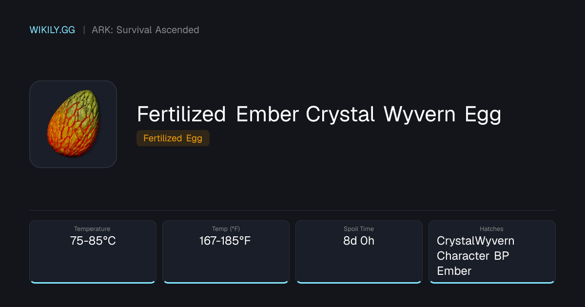 Fertilized Ember Crystal Wyvern Egg 召唤指令与孵化指南 - ARK: Survival Ascended