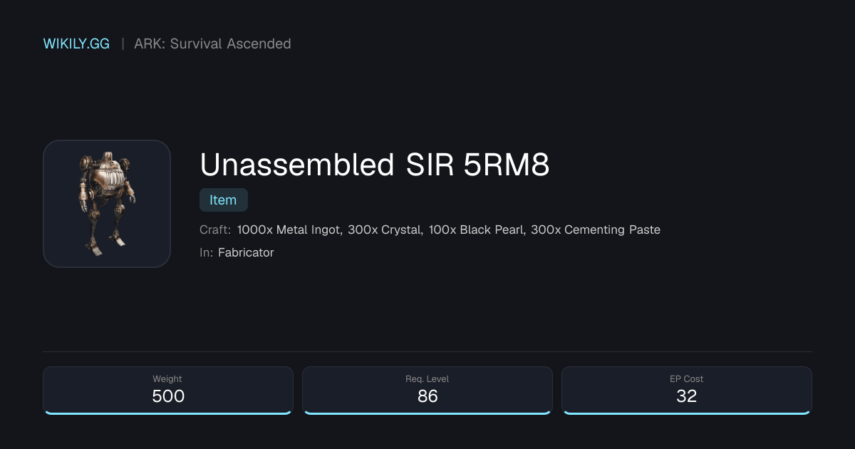Unassembled SIR 5RM8 - ARK: Survival Ascended